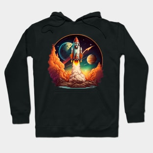 Space Rocket cartoon style Hoodie